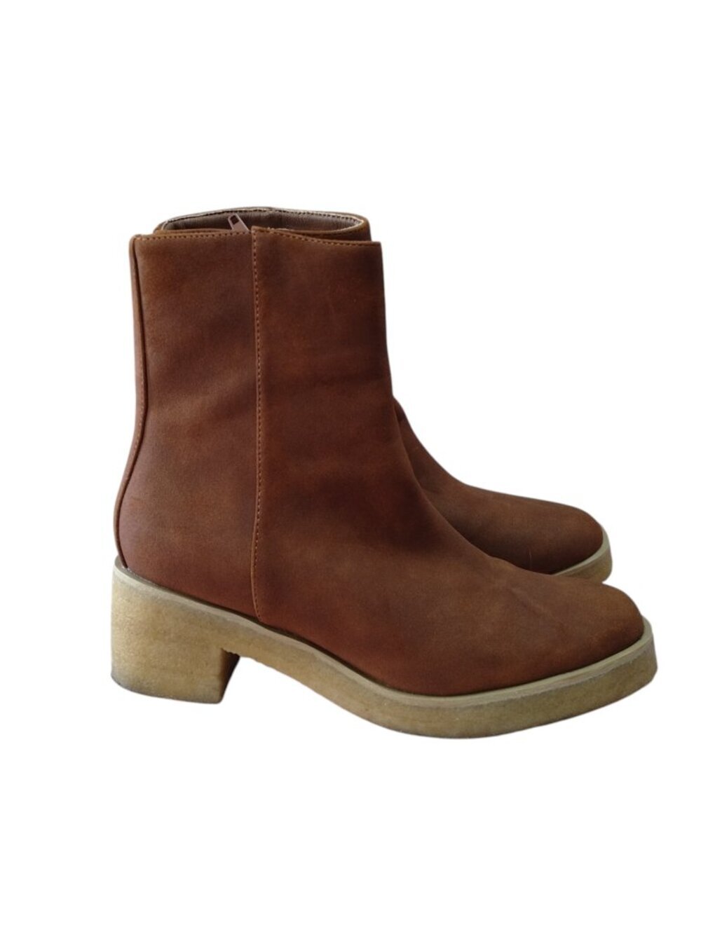 Coconuts By Matisse Elsa Faux Suede Ankle Bootie Size 8M Saddle Brown Gum Sole